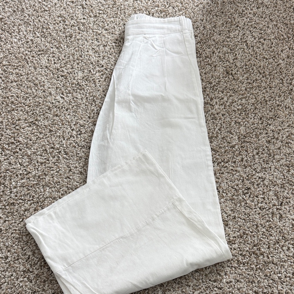 Women's Wide Leg Pants & cropped top set - White